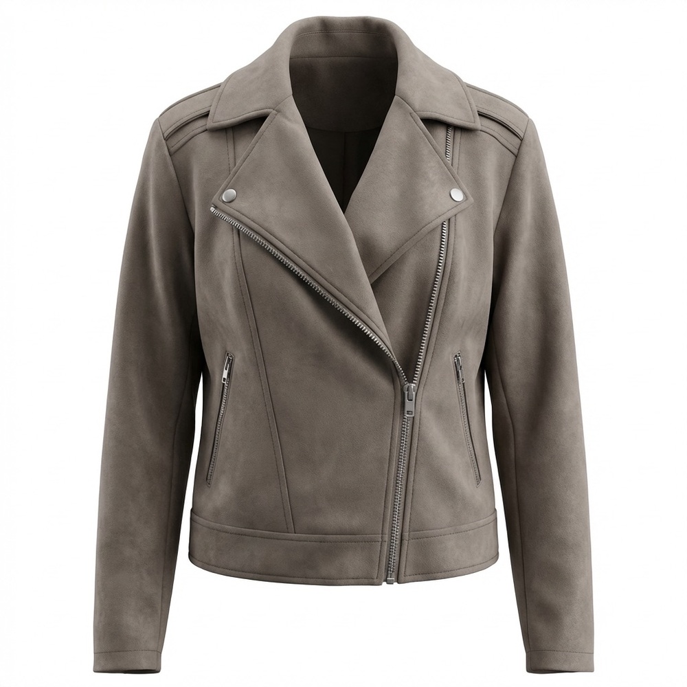 Philosophy Faux Suede Gray Moto Jacket Women’s Medium